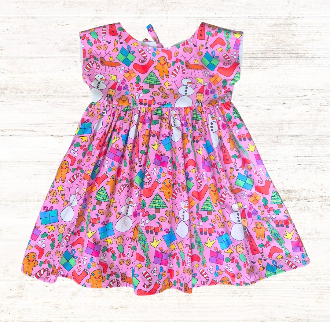 Kids Pink Christmas Ava Dress Sizes 5 & 8 - Ready To Ship!