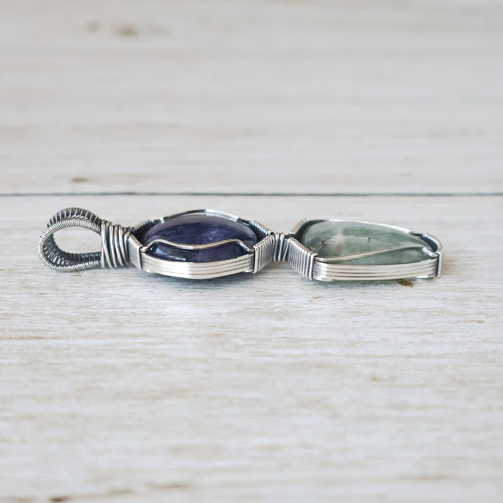 Sterling Silver Sodalite and Aquamarine Pendant ~ Talisman of Insight and Clarity
