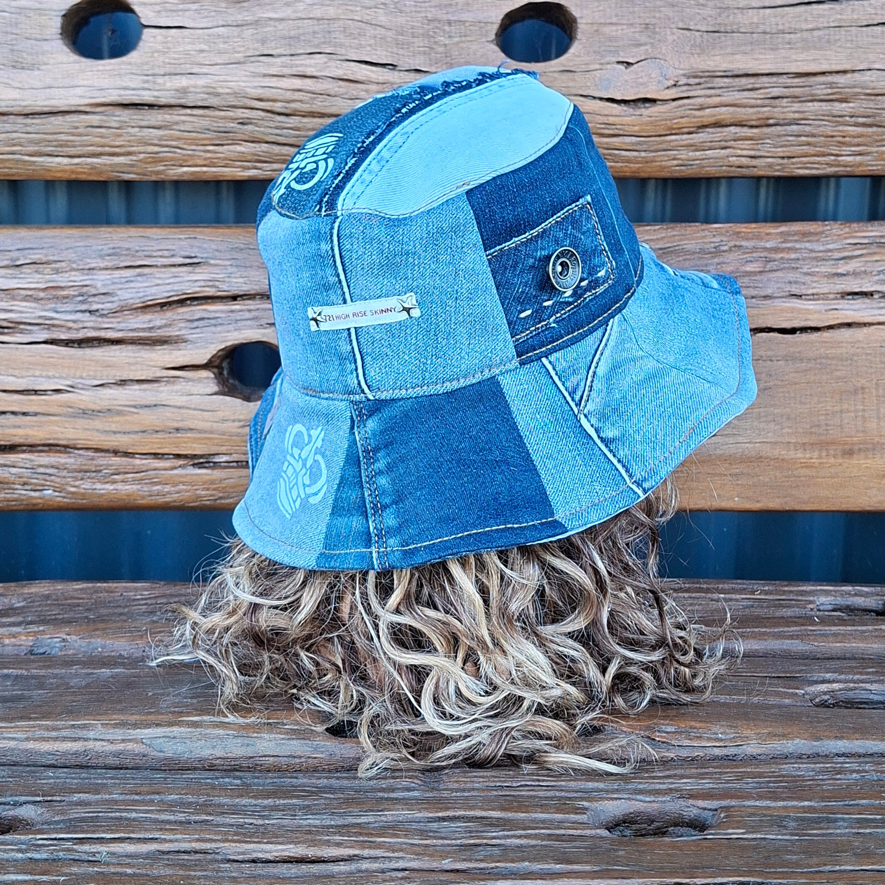 Unique, 'Jag', Gender Neutral, Recycled, Reversible Denim Bucket Hat