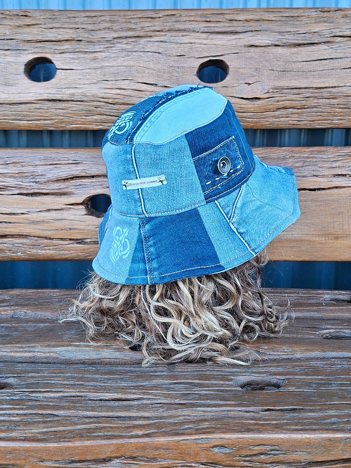 Unique, 'Jag', Gender Neutral, Recycled, Reversible Denim Bucket Hat