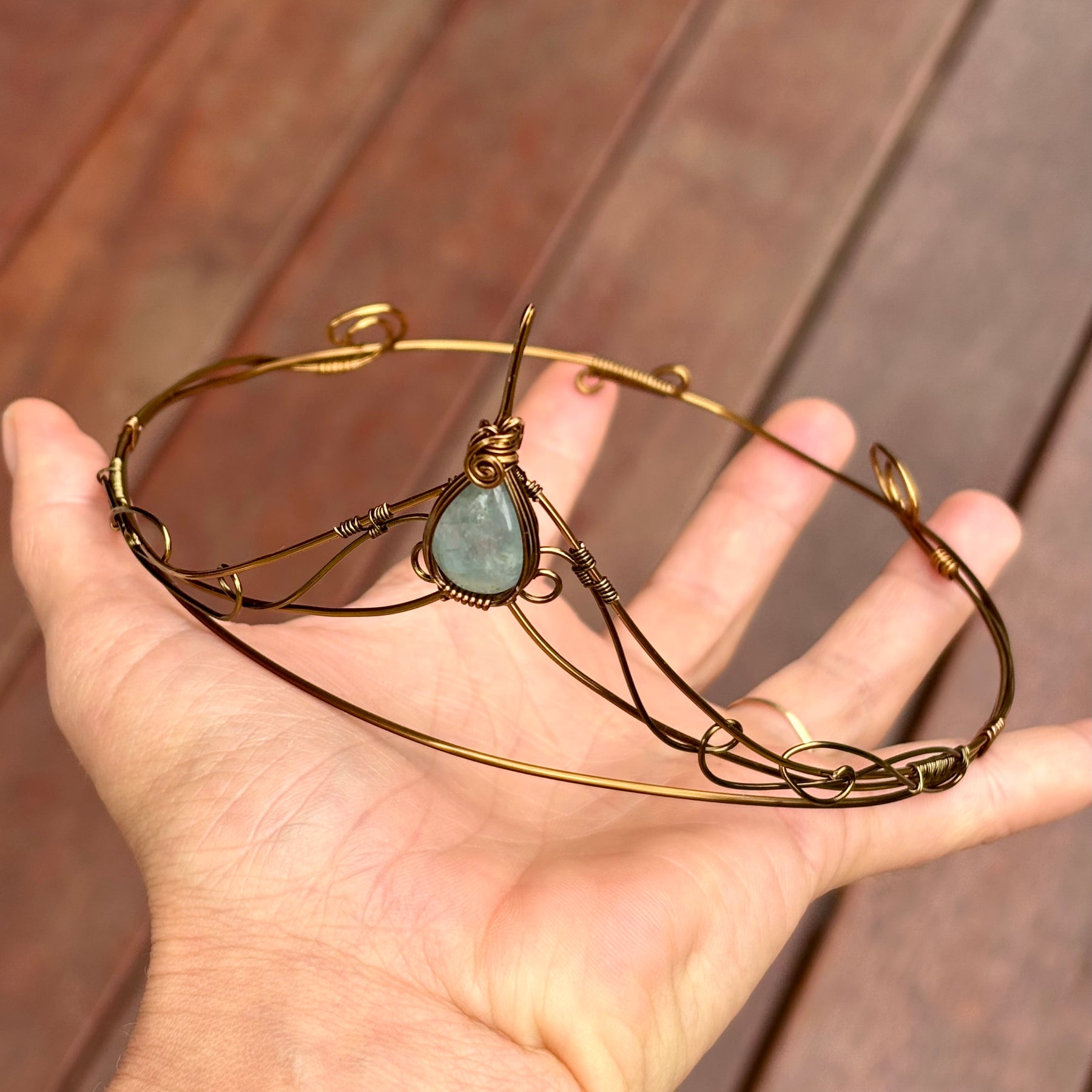 Aquamarine Crystal tiara crown in copper