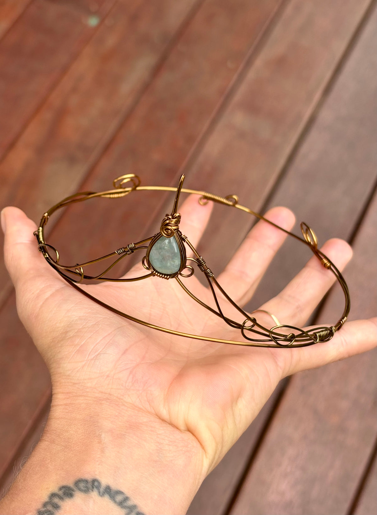 Aquamarine Crystal tiara crown in copper