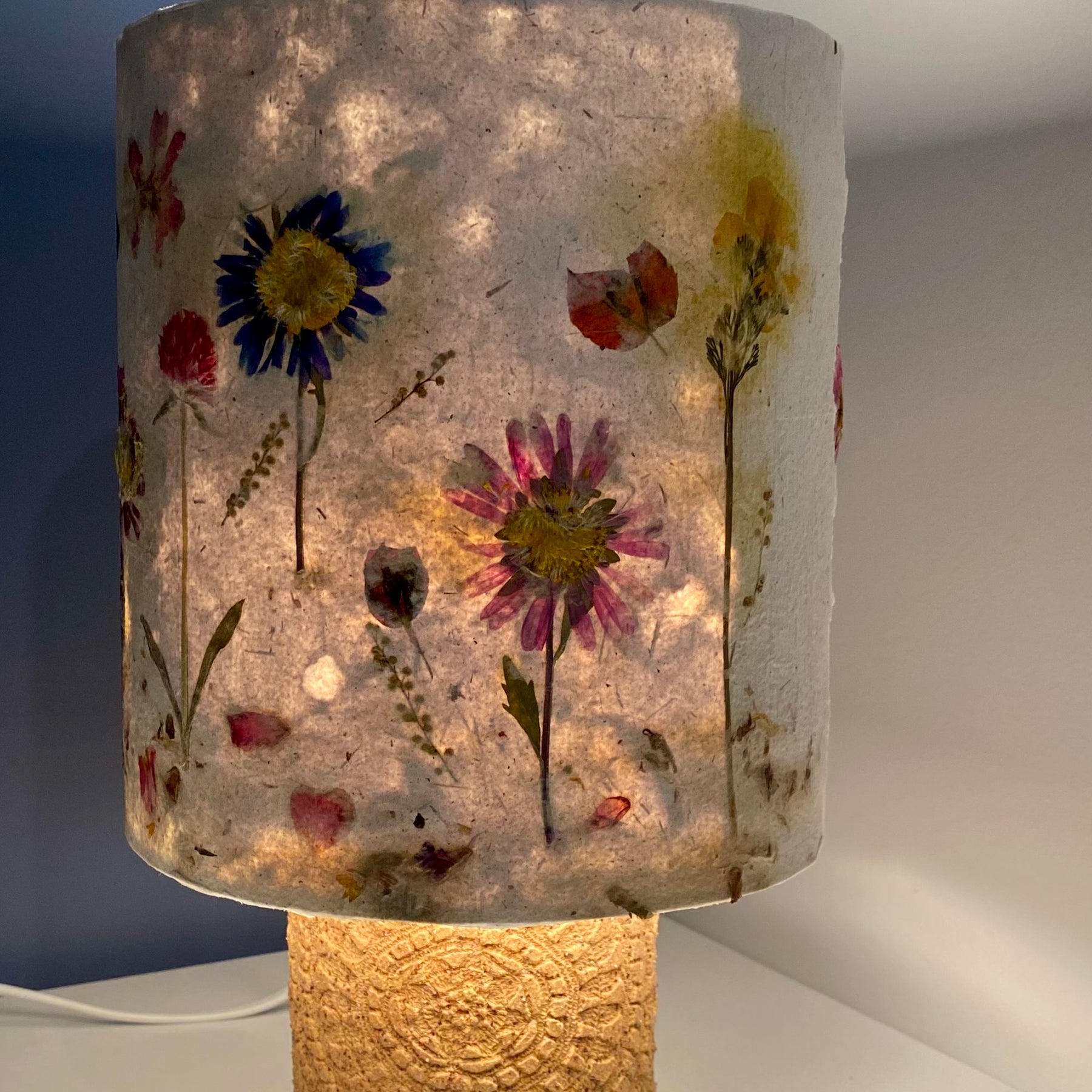 Lampshade - A garden of pressed flowers in Handmade Paper - one of a kind design