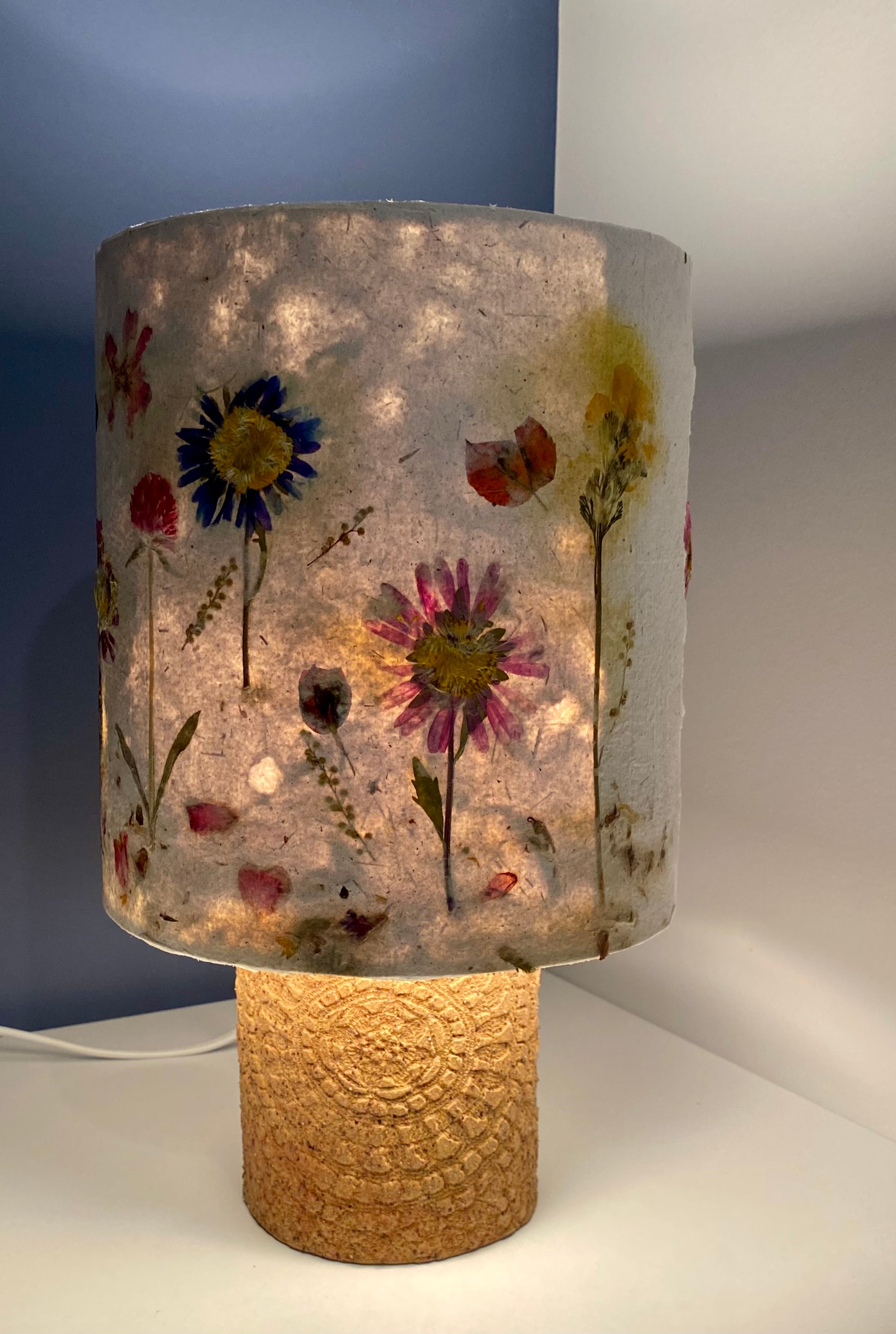 Lampshade - A garden of pressed flowers in Handmade Paper - one of a kind design