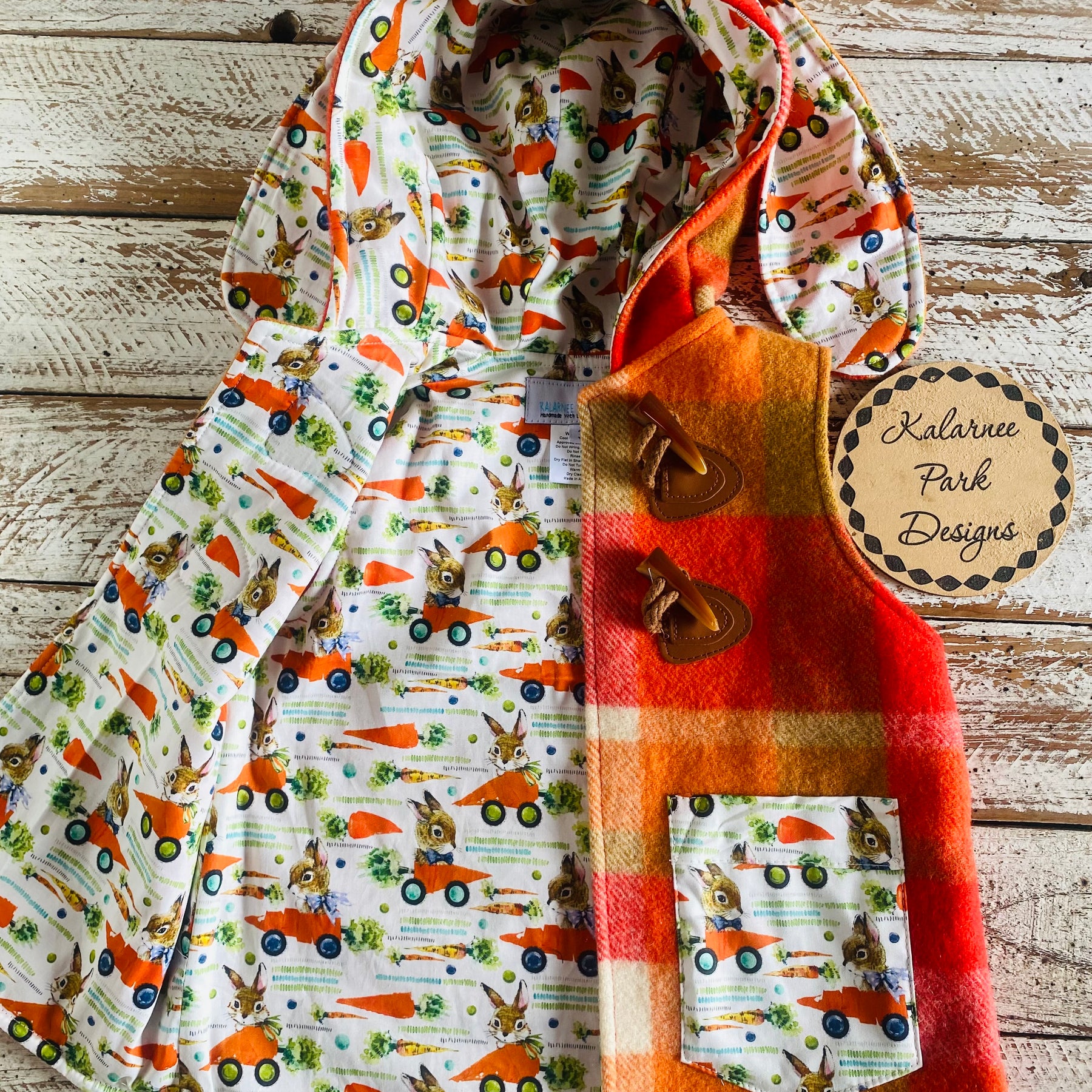 Easter Vintage Wool Blanket Upcycled Vest Size 3