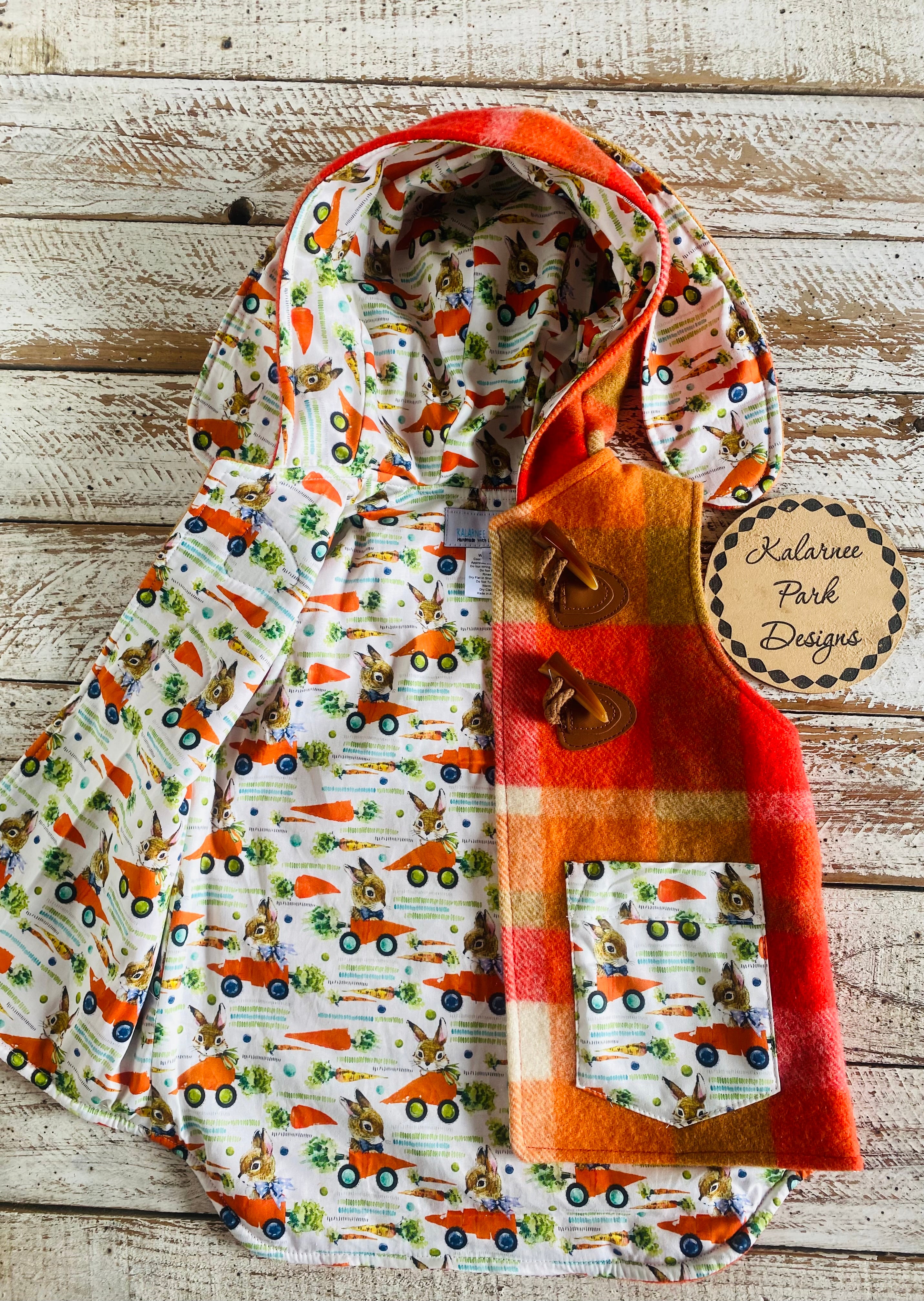 Easter Vintage Wool Blanket Upcycled Vest Size 3