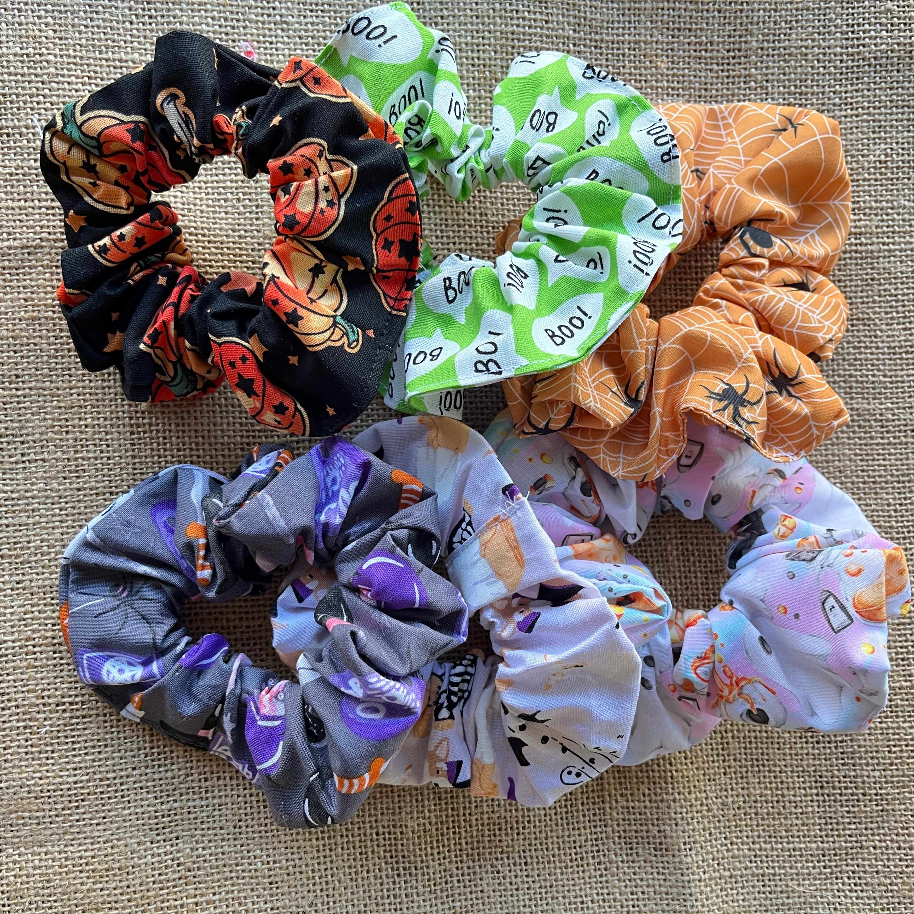 Handmade Halloween Scrunchies | pack of 6 | Spooky and Stylish