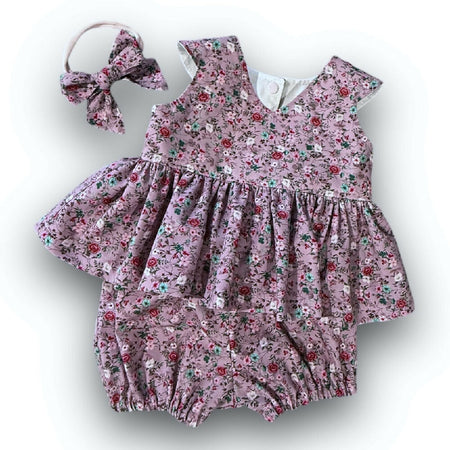 SIZE 0 Tiny Dusty Mauve Floral Baby Peplum Set