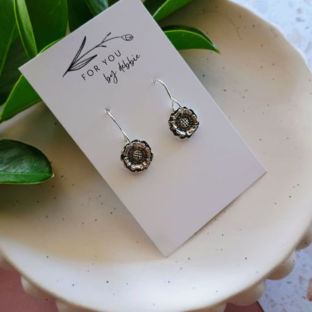 Fine silver earrings- rose