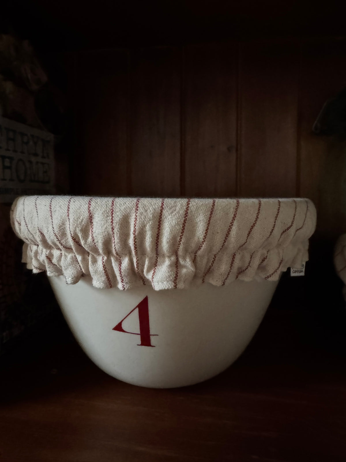 Reusable Christmas Pudding Bowl Covers & Matching Frilled Jar Cover | Reversible Natural Cotton
