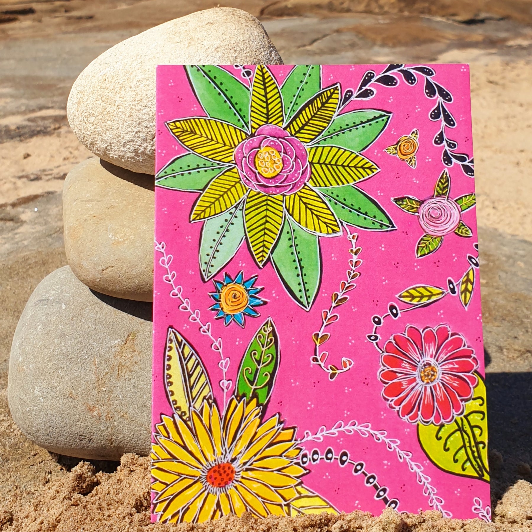 Blooms in Pink Blank Greeting Card