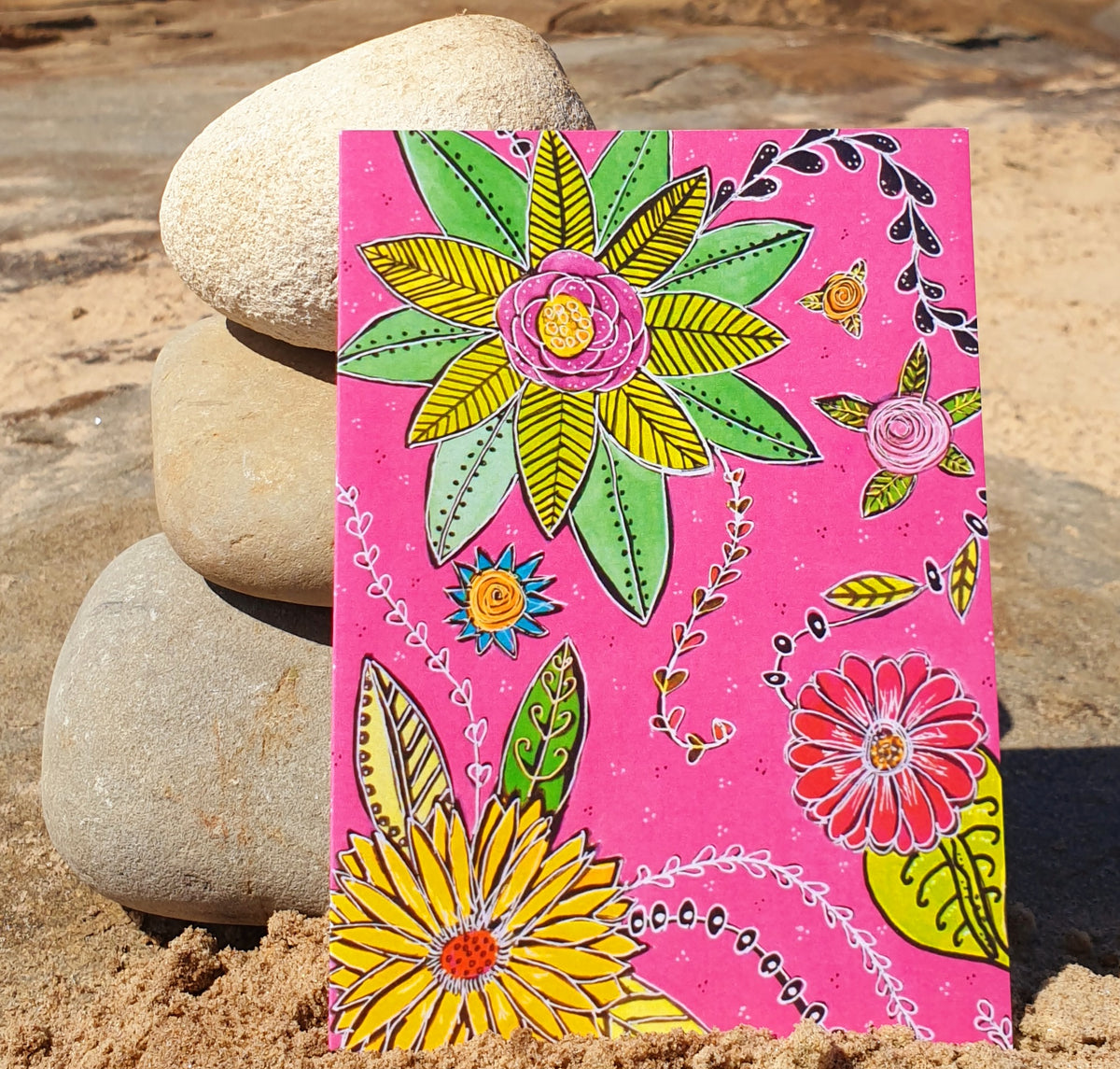 Blooms in Pink Blank Greeting Card