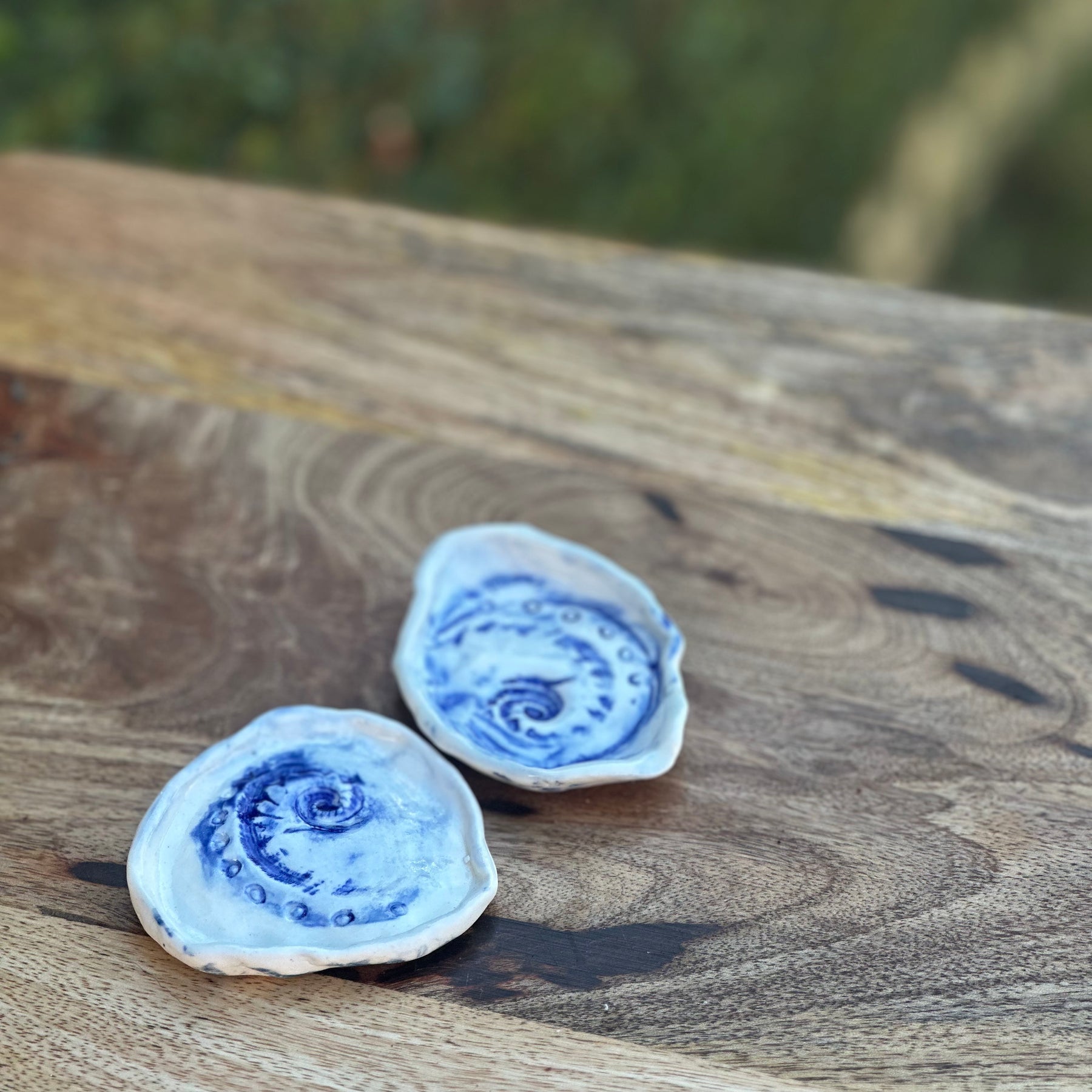 Porcelain Ring Dishes - Shell Seekers - Blue