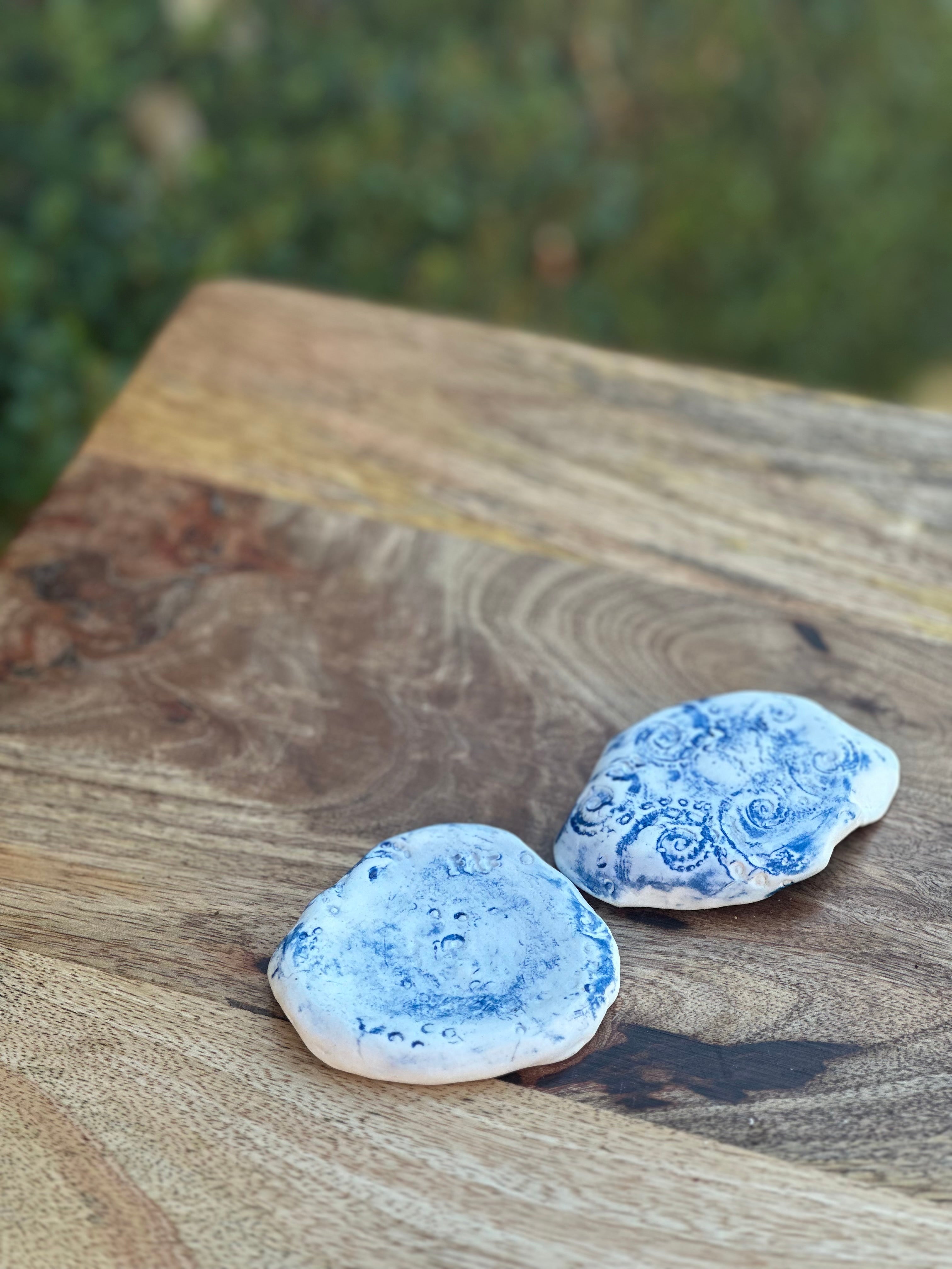Porcelain Ring Dishes - Shell Seekers - Blue