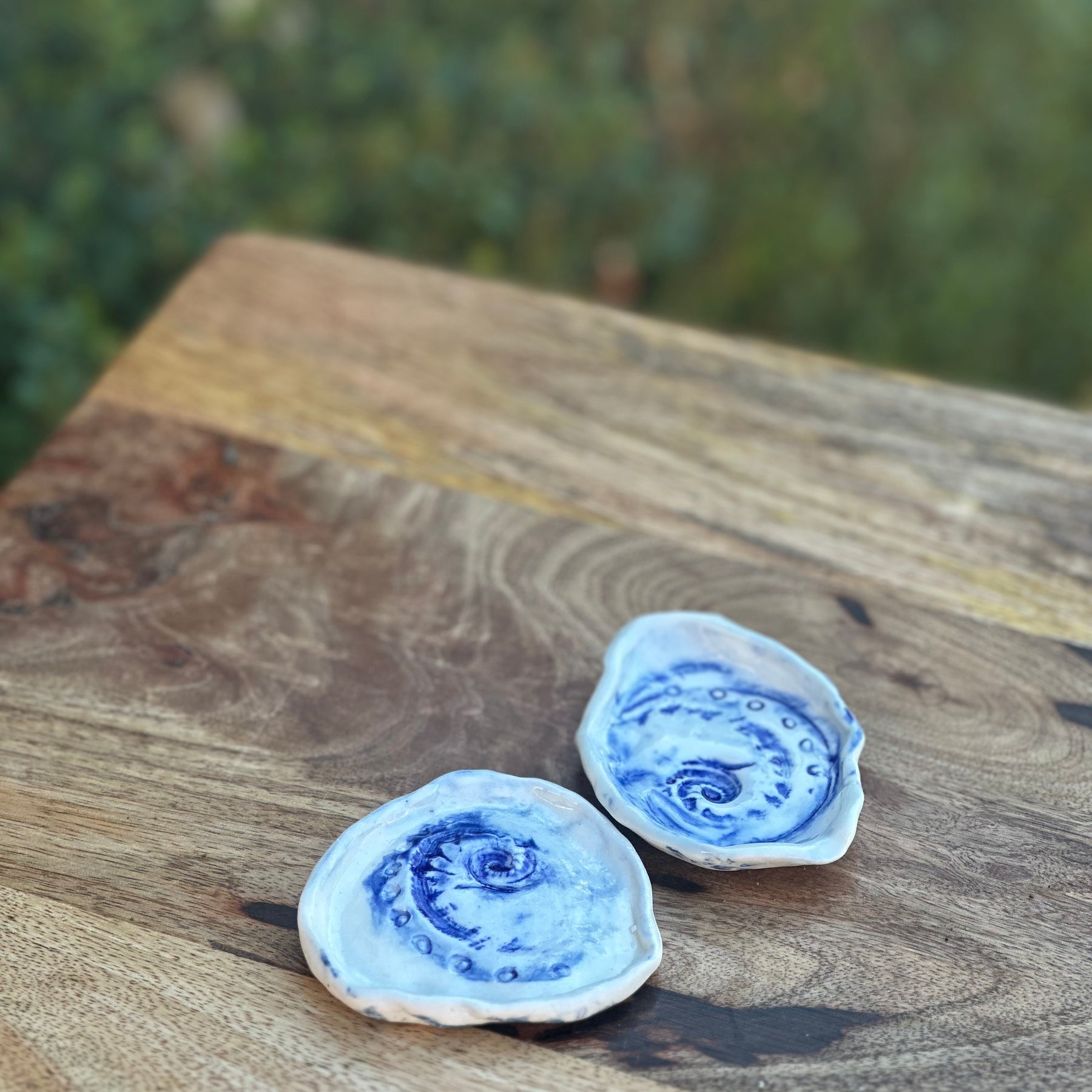 Porcelain Ring Dishes - Shell Seekers - Blue