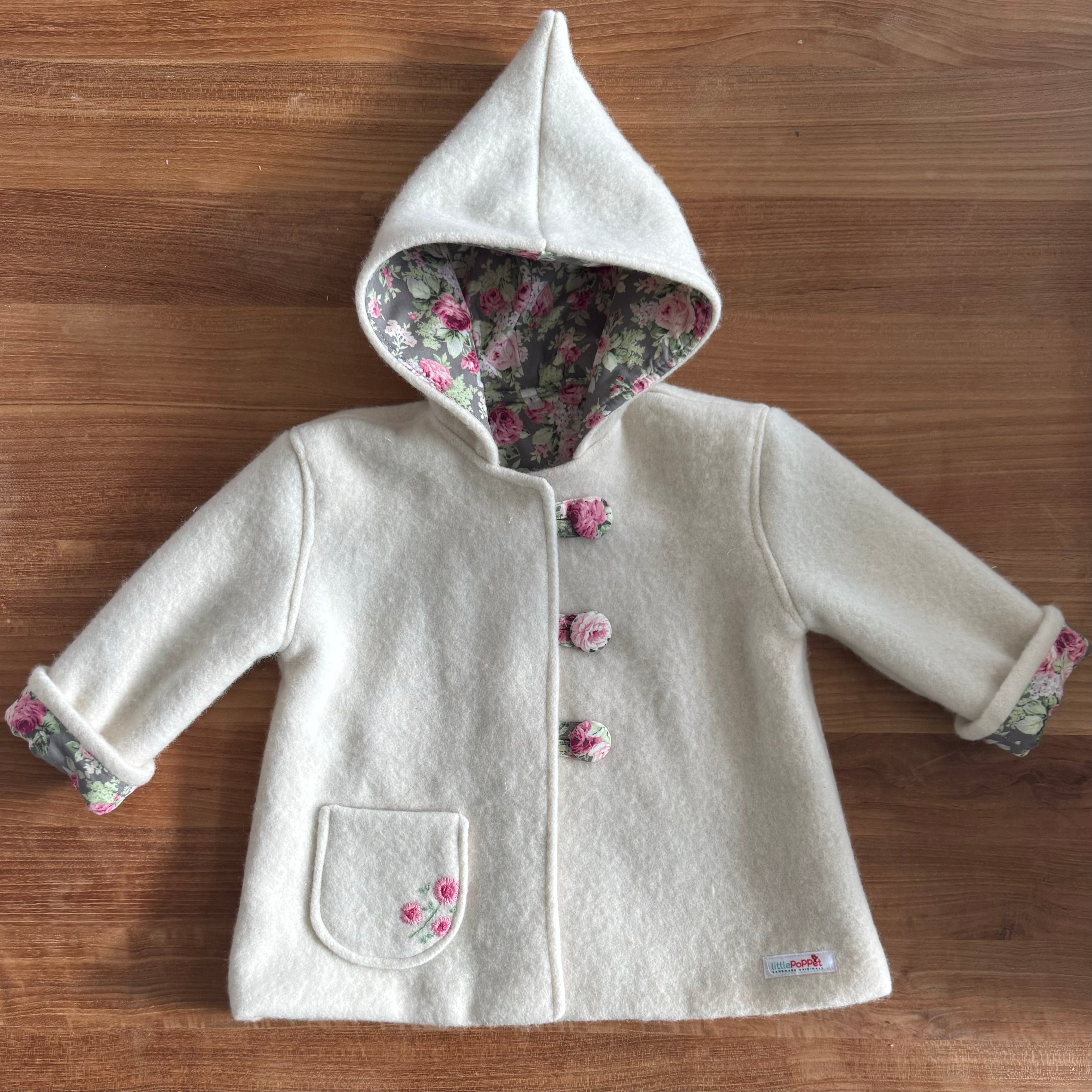 Woolen Girls Blanket Coat with Hand Embroidery