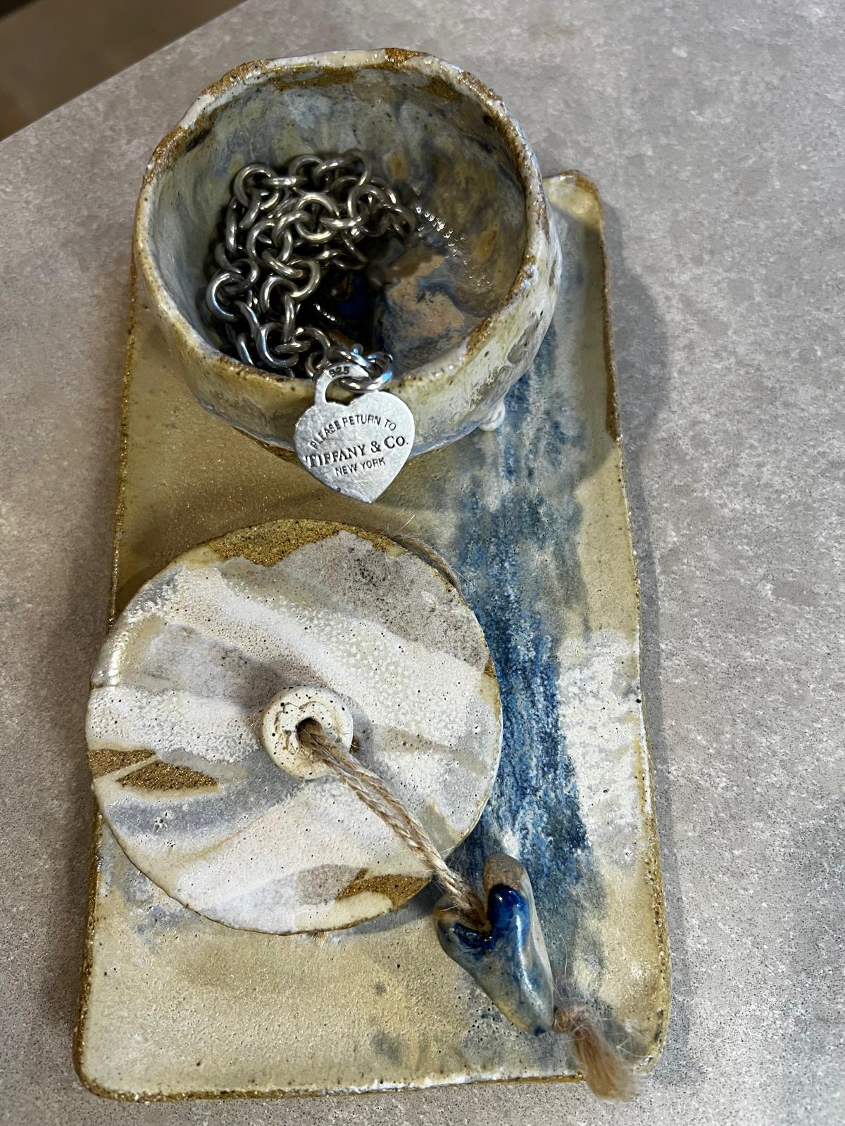 Handmade Ceramic Jewellery Bowl and Tray | lidded trinket dish