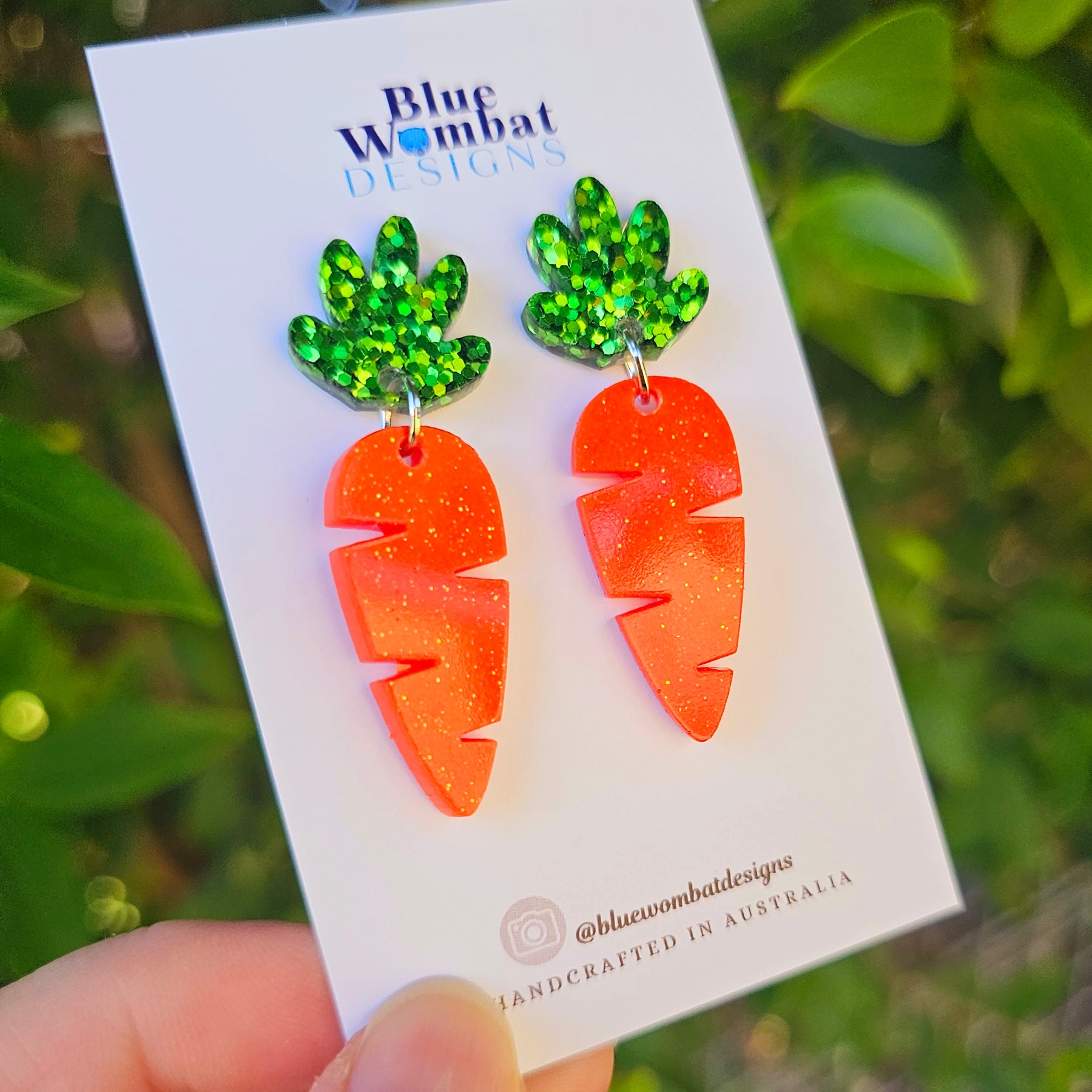 Carrot Glitter Resin Statement Dangle Earrings