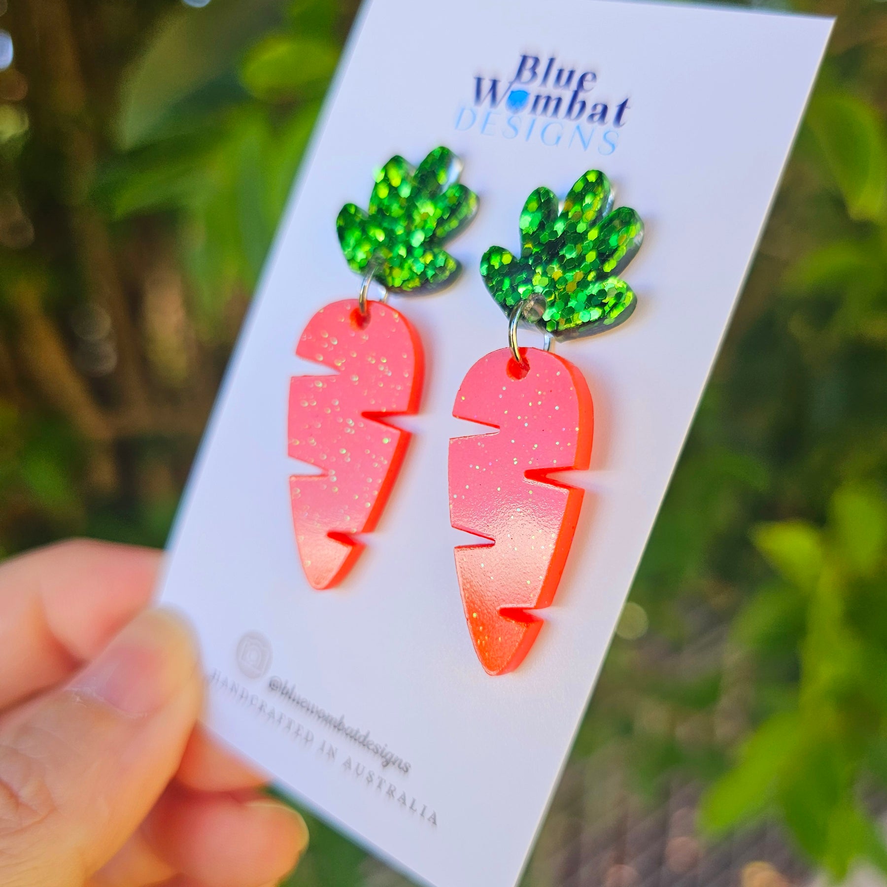 Carrot Glitter Resin Statement Dangle Earrings