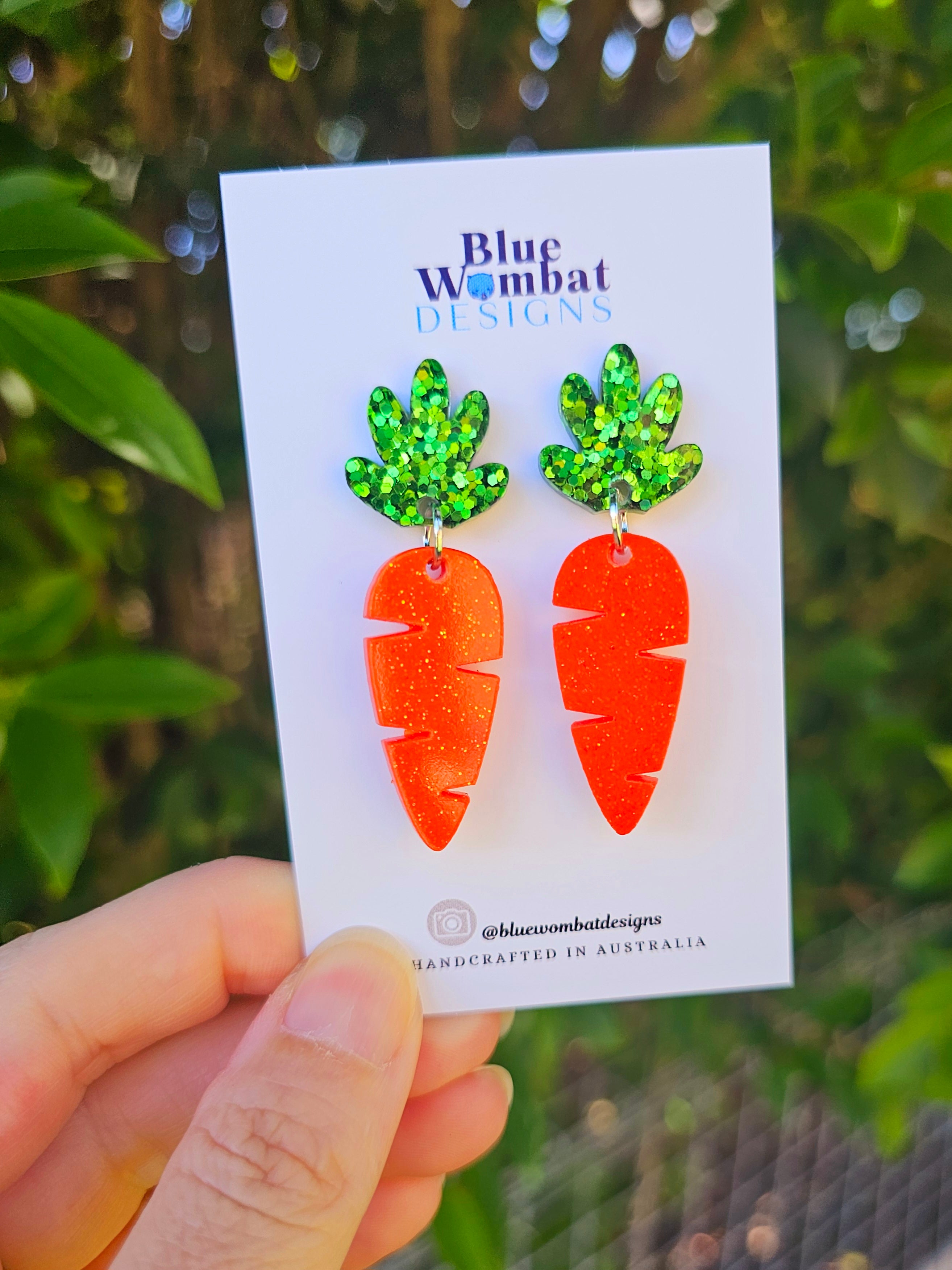 Carrot Glitter Resin Statement Dangle Earrings