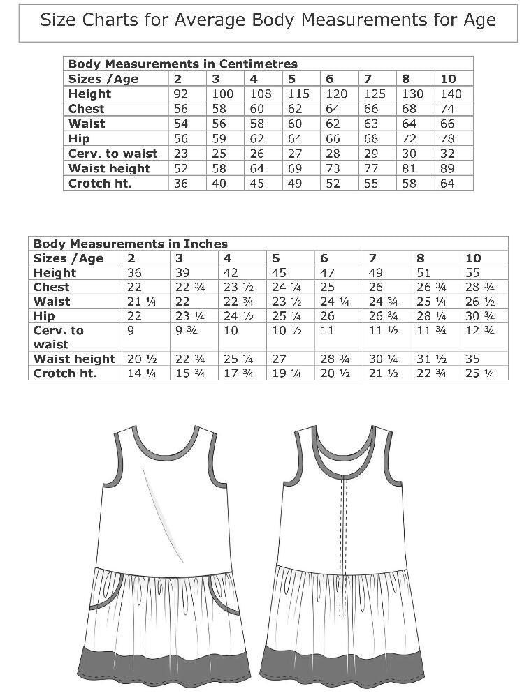 Size Chart for Aubrey listings