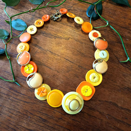 Button necklace - Oranges and Lemons