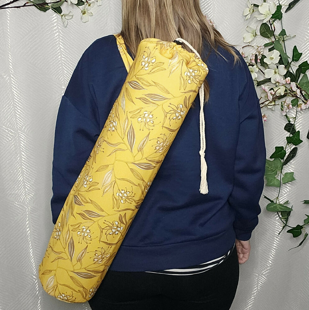 Yoga/Pilates Mat Bag - Yellow Grevillea Flowers