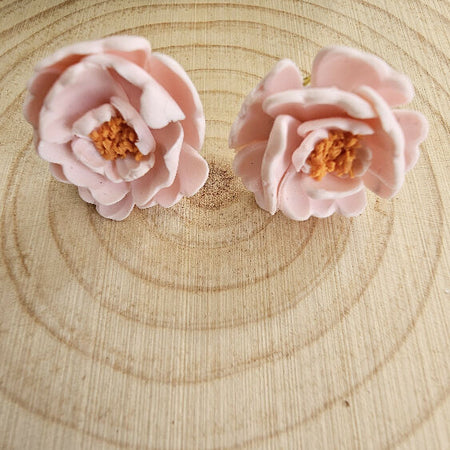 Camelia Flower Blooms Stud Earrings