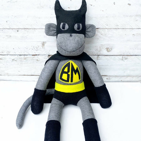 Batmonkey the Sock Monkey - Superhero - READY TO SHIP soft toy