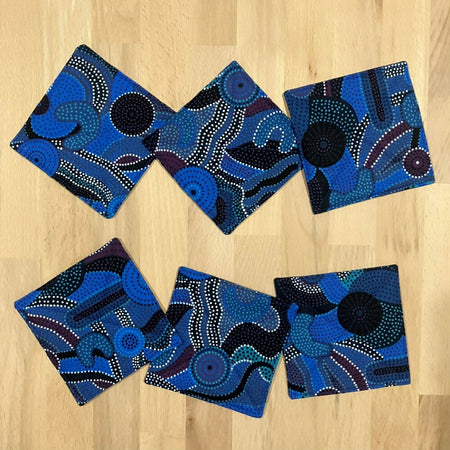 coaster handmade Australia aboriginal quilted reversible