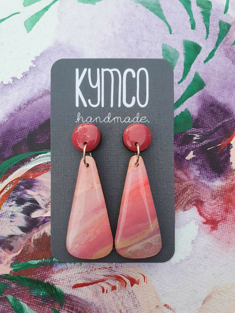 Aurora Collection| Resin large dangle earrings | Pink and pink2
