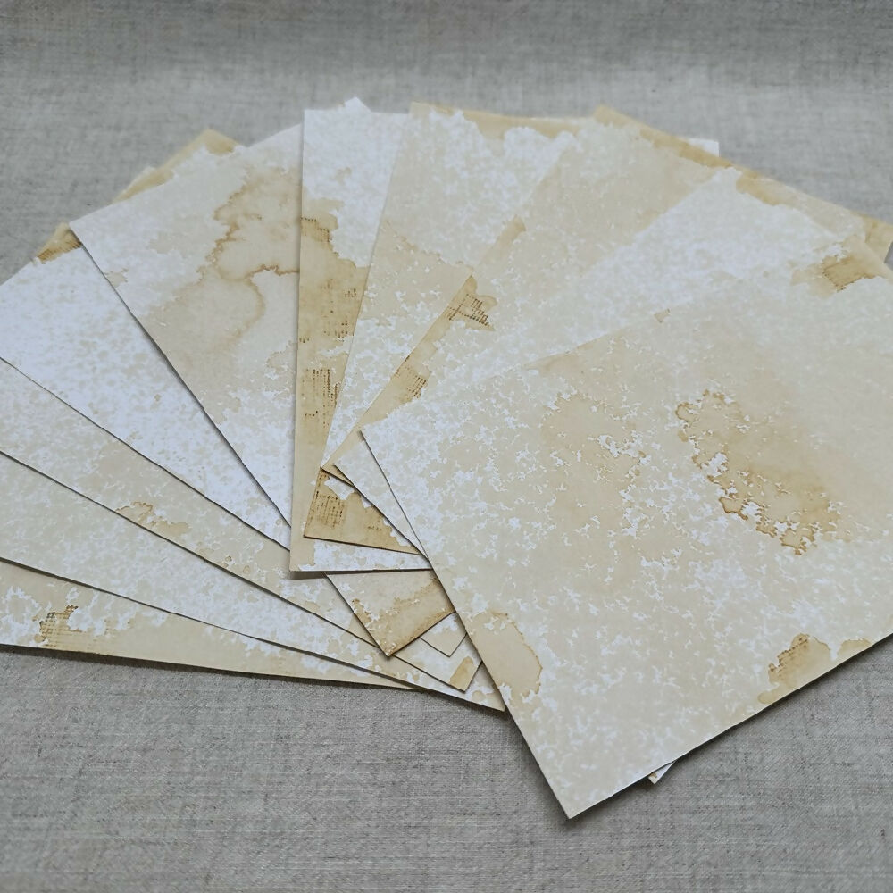 10 Large Sized Aged Index Cards for Junk Journals