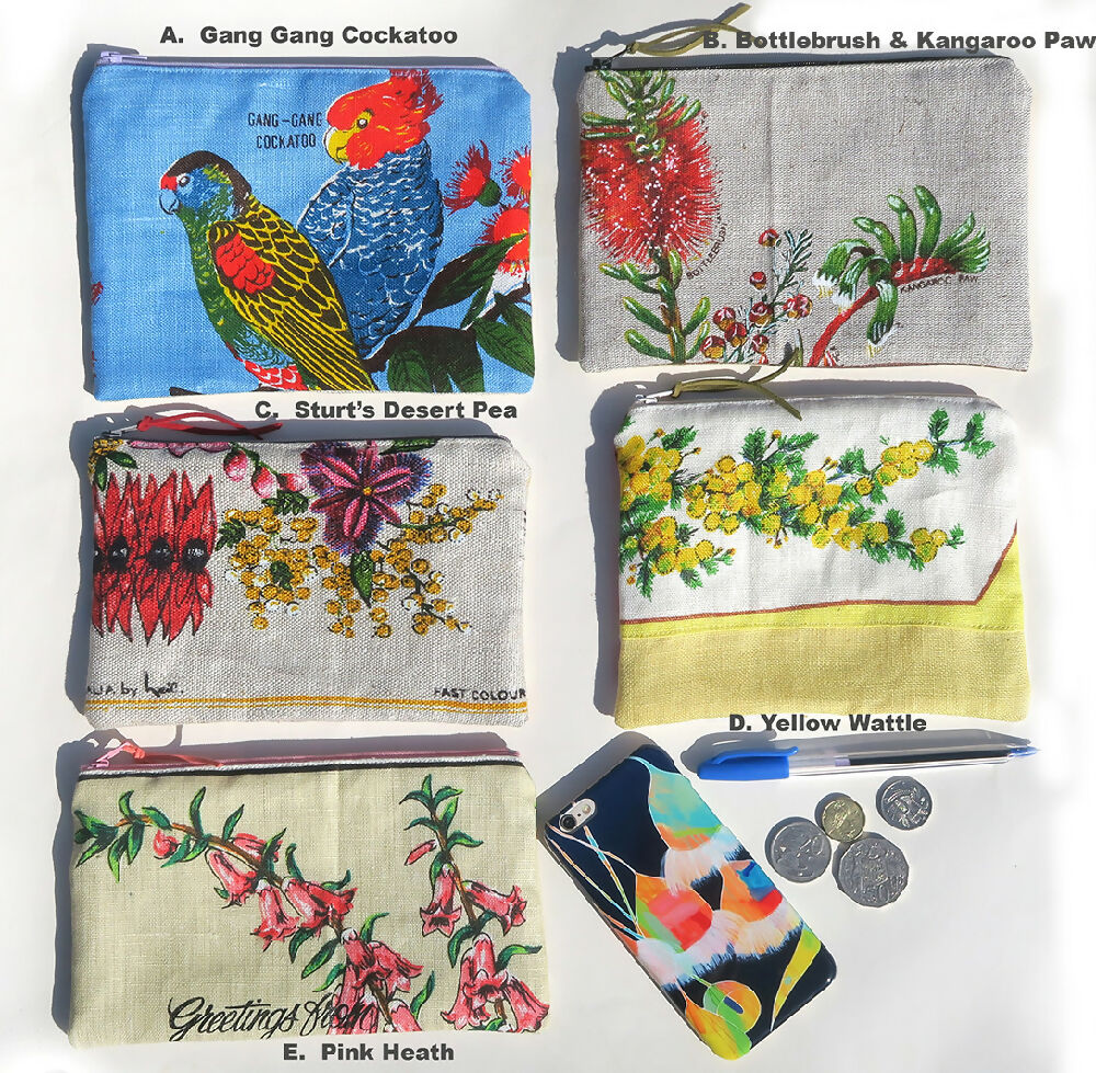 Zip Pouch - Australian Linen - Choose one