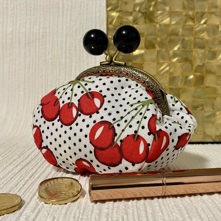 Little Dumpling Purse - Retro cherry print