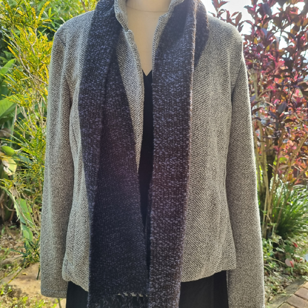 Handwoven scarf Bendigo wool cotton blend in Navy