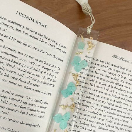 Aqua floral resin bookmark