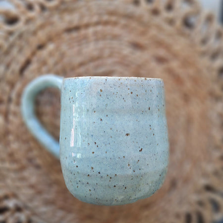 Green Speckled Clay Mug - Handmade