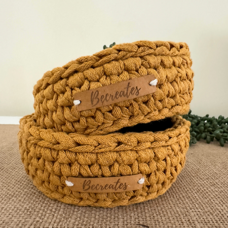 Crochet Baskets | Set of 2| Handmade Sustainable Storage | Curry Pixie and Mini set