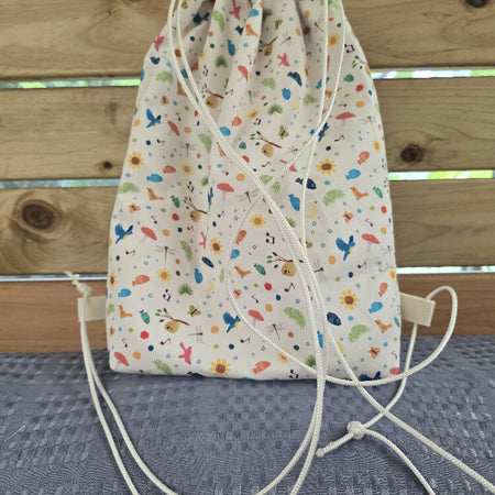 Kids | Handmade | Birds Fish Bugs | Library Bag | Backpack