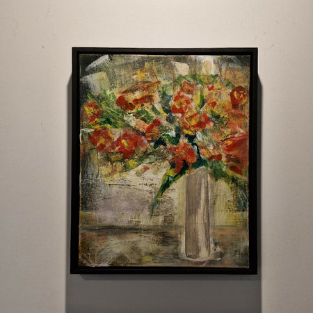 Still life a study. Original impressionist acrylic painting framed.