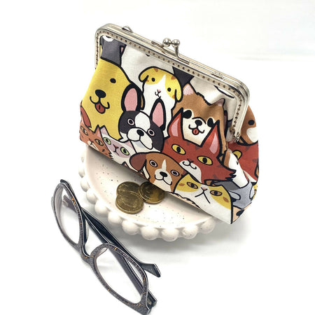 Square kiss-lock frame purse - cats and dogs