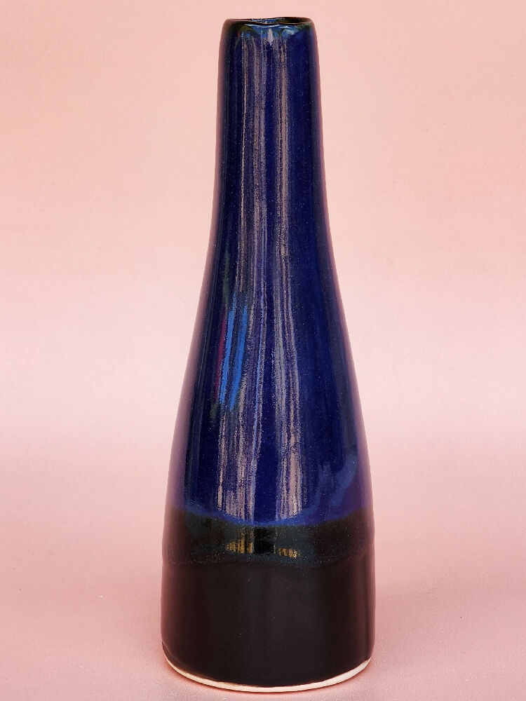 Handmade Ceramic Bud Vase - Sapphire Glazed