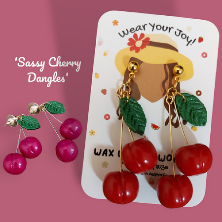 Sassy Cherry Dangles - Polymer Clay Earrings