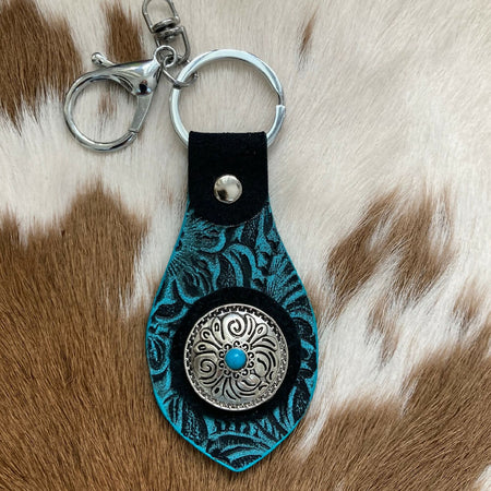 Leather Keyrings - western style with conchos