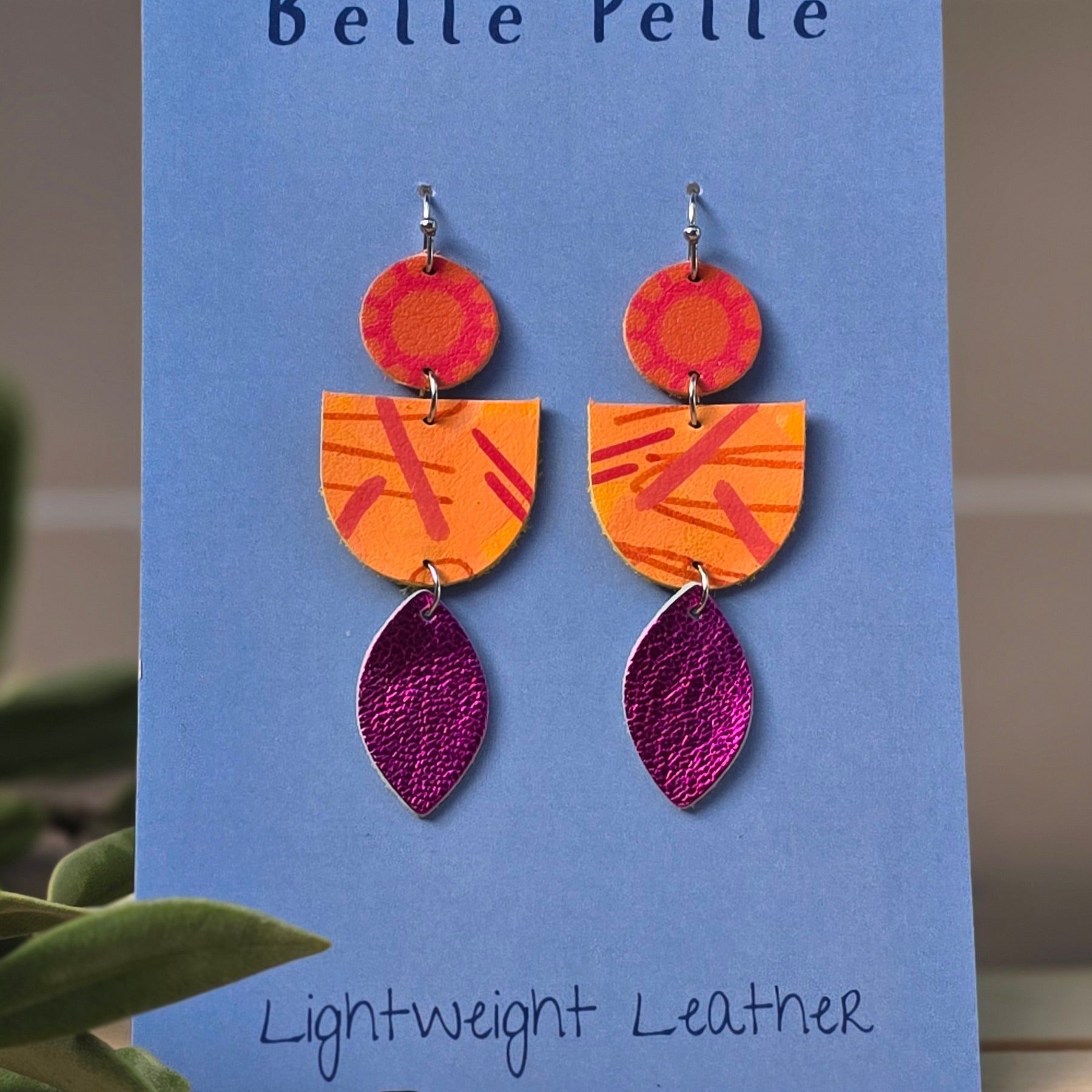 Dolce Musa Leather Earrings (dome edition) –  Tropical Sunset