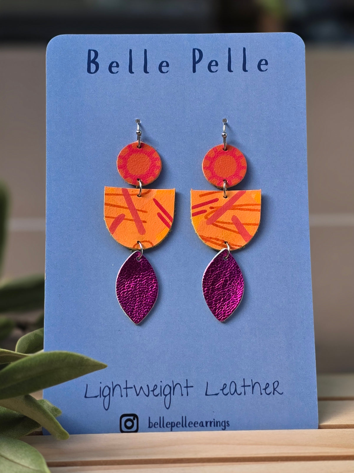 Dolce Musa Leather Earrings (dome edition) –  Tropical Sunset
