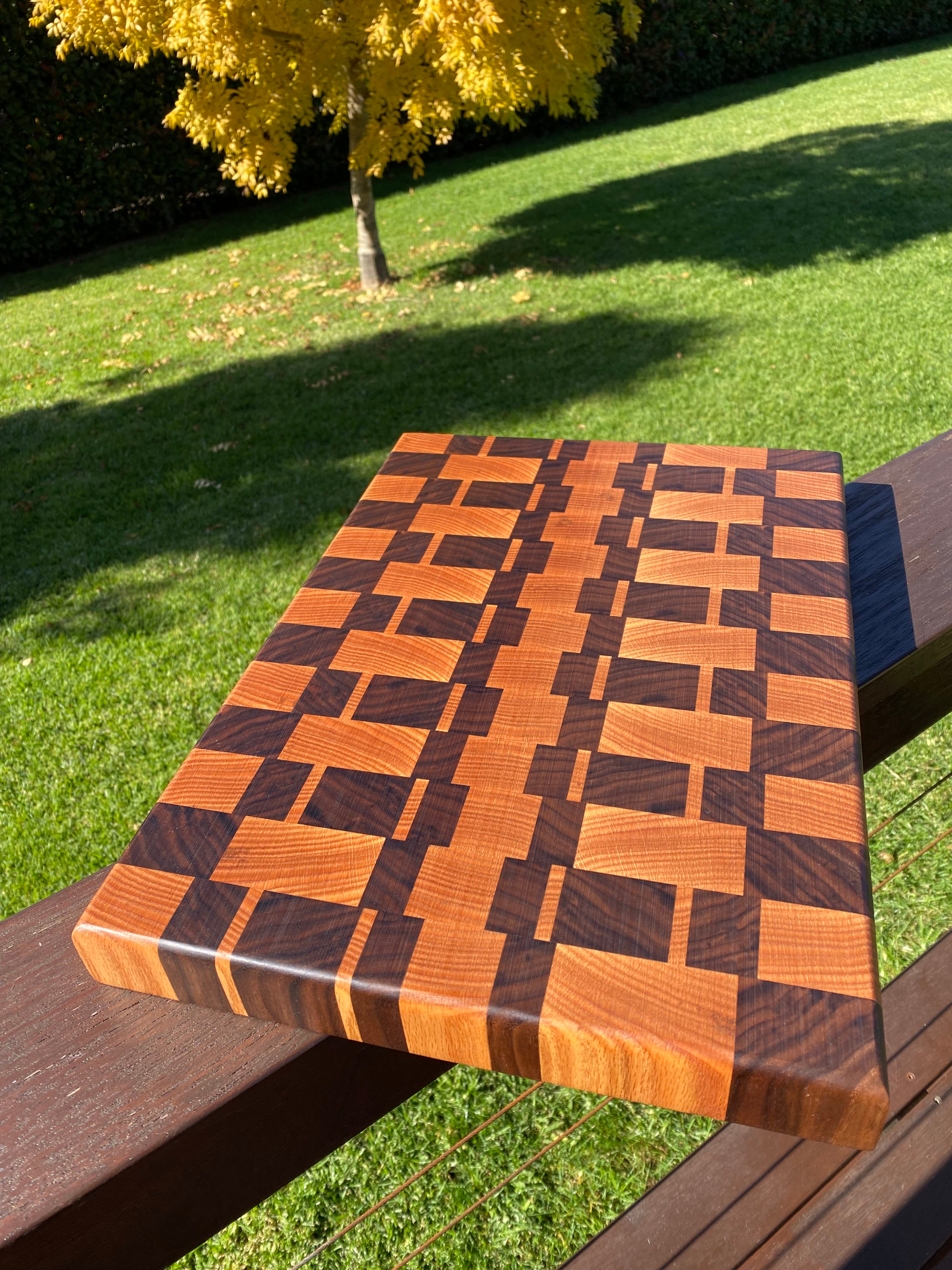 Handmade Mosaic End-Grain Board - Walnut & Oak