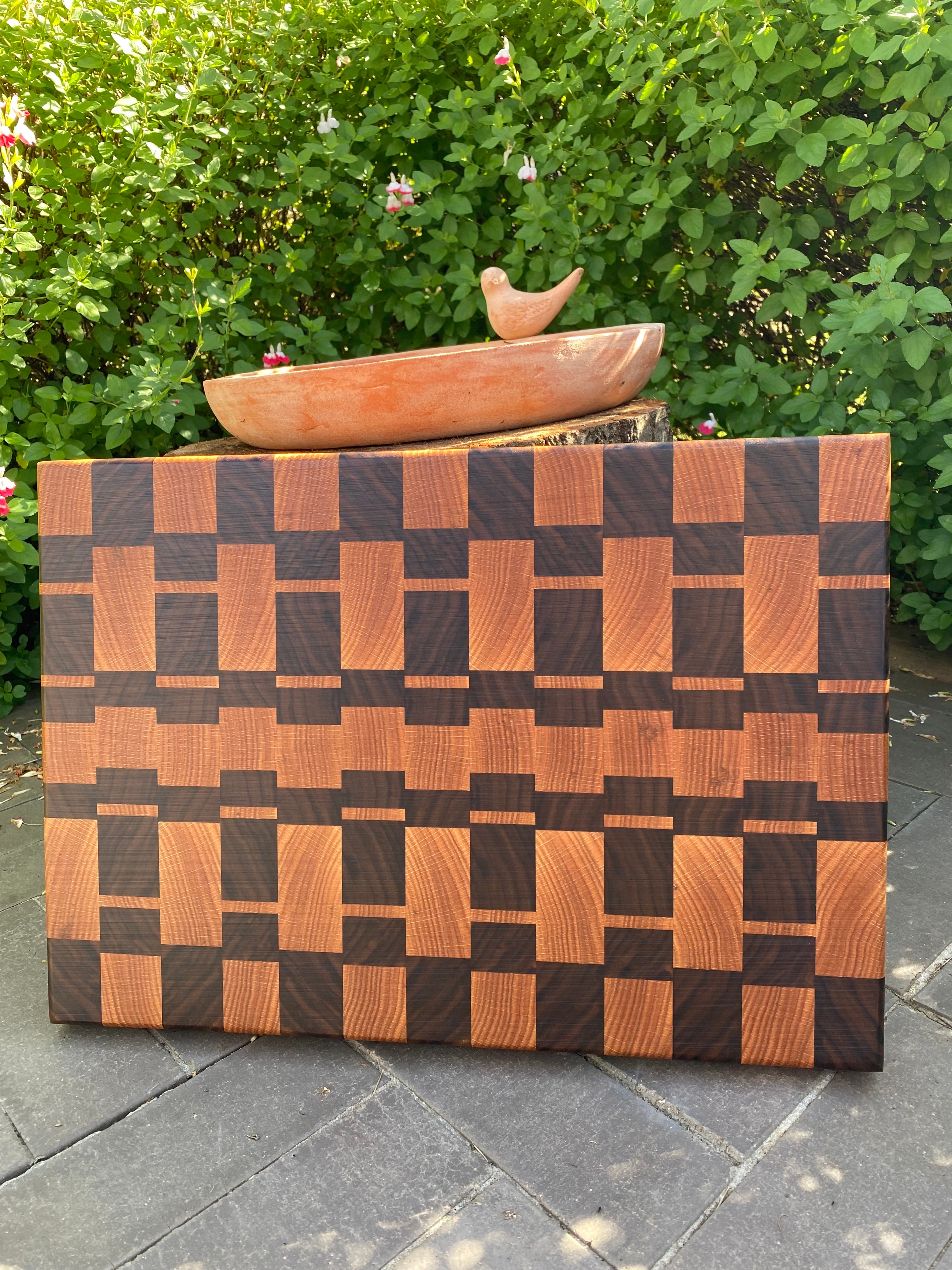 Handmade Mosaic End-Grain Board - Walnut & Oak