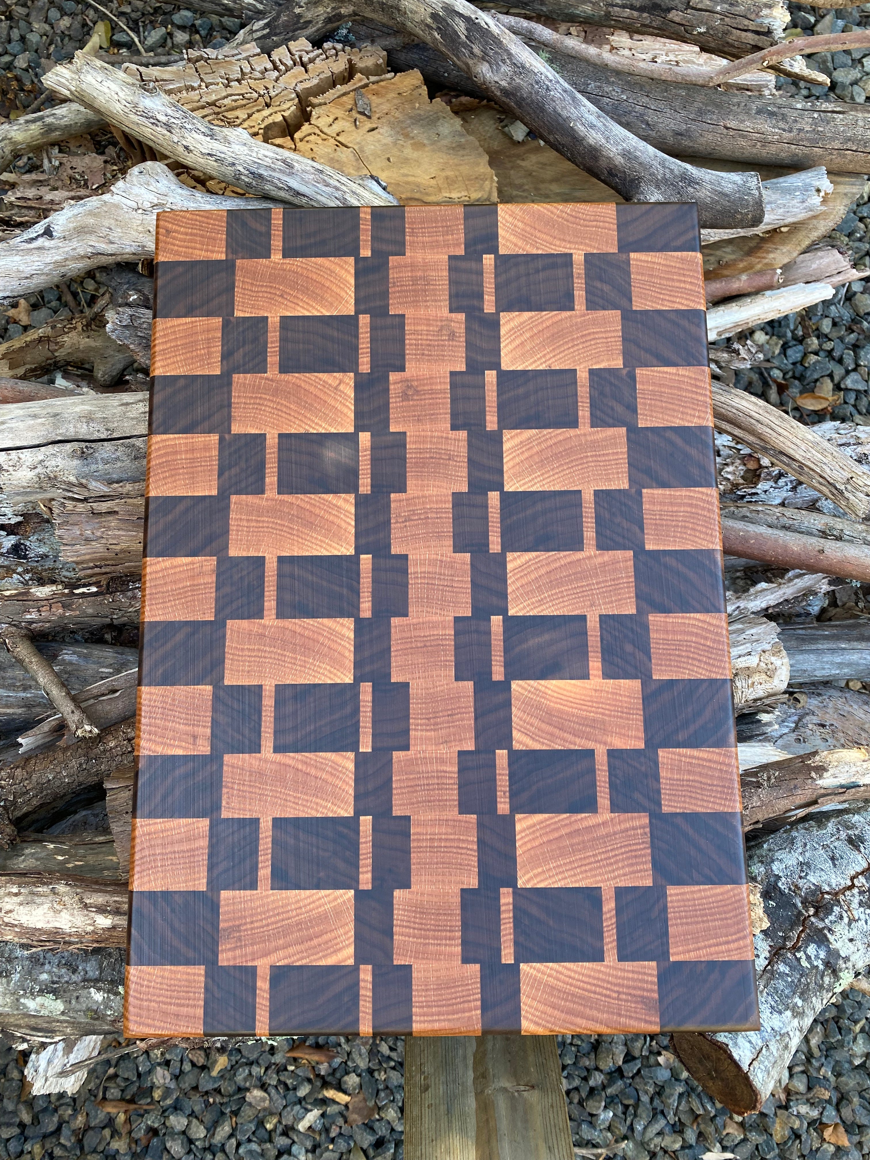 Handmade Mosaic End-Grain Board - Walnut & Oak