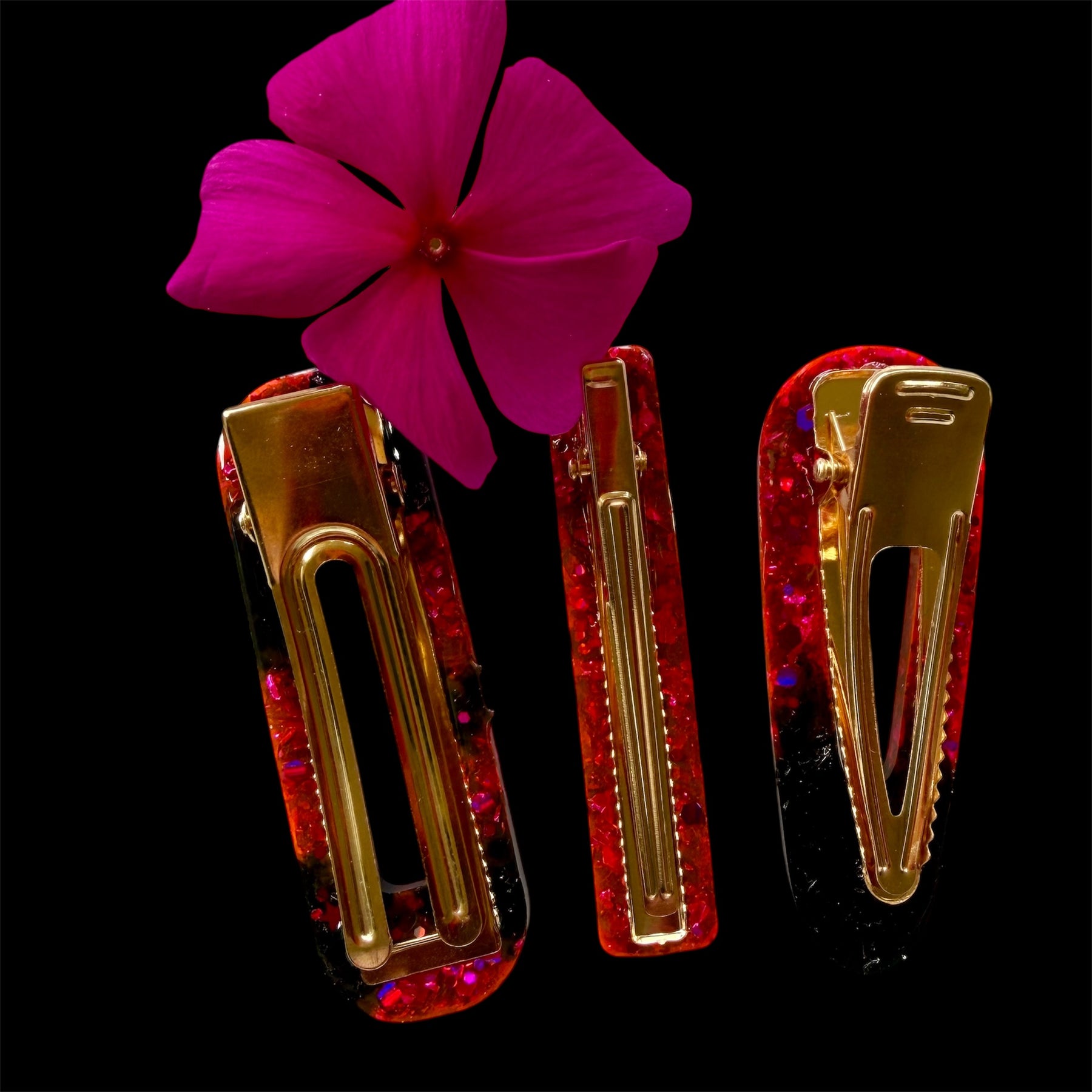 Set Of Pink And Black Barrettes
